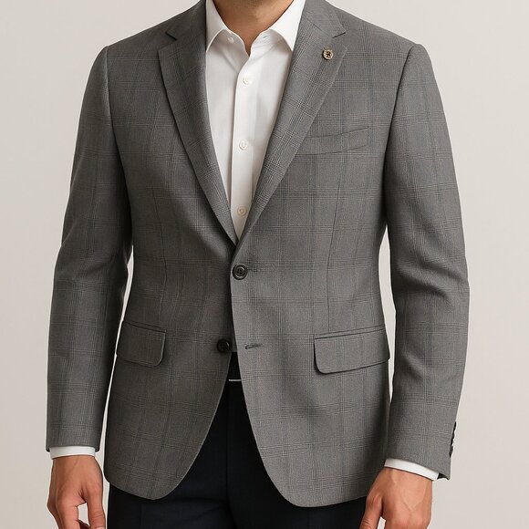 Ted Baker London Jay CT Sport Coat Gray Plaid Wool Suit Jacket Italy 42R NWOT - Picture 1 of 10